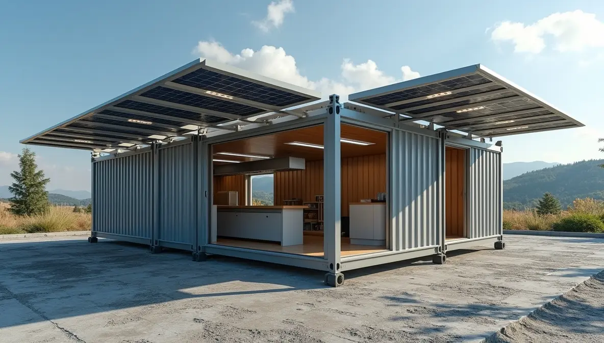 solar panel in shipping container