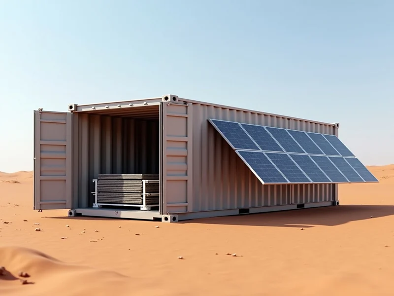 Solar panels stored in containers