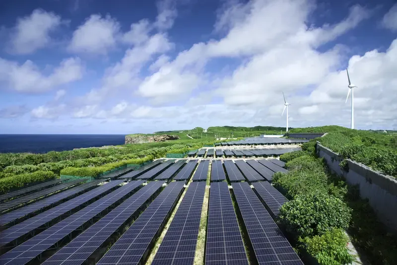 Wind and solar power generation systems on islands