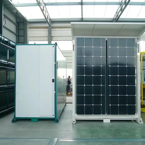 solar panel in shipping container